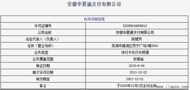 安徽华夏通支付发布停业公告